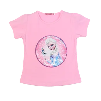 Disney Zamrznjene Poletje Dekle T-shirt Kostum 1 Kos Velcro Bleščica Spremeni Grafični Elsa Sofija Bombaž otroška Športna Moda Otroci