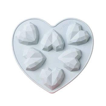 DIY Aromaterapija Mavca Kapljično Plesni 6 Omrežij 3D Diamond Ljubezen Srce Oblika Silikonsko Plesni Fondat Sladice Torta Peko Orodja