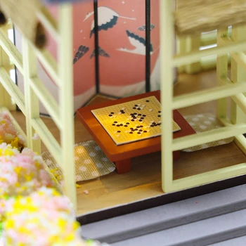DIY Lesene Lutke Japonski Sakura Arhitektura, 3D Lutka Hiše Miniaturni Zbrati S Pohištvom Ustvarjalne Igrače Otrok Darilo