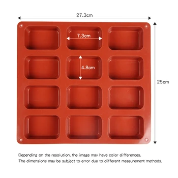 DIY Naravno Milo Silikonsko Plesni Votlini 12 Kvadratnih Milo za Izdelavo Čipke Pecivo Pecivo Peka Pan Kuhinja Matrica Accessoriess