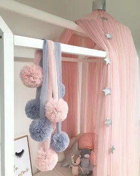 DIY otroci soba dekoracijo roza postelji zavese preja dekoracijo žogo vzorec otroška spalnica steni visi otroška soba dekoracijo