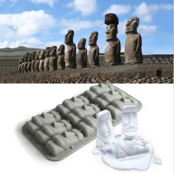 DIY Plesni Ledu Plesni Velikonočni Otok Moai Kipi iz Kamna Zamrznitev Mini Silikonske Ice Pladenj za Sadje, čokolada Plesni Smešne Trike Stranka Pijačo