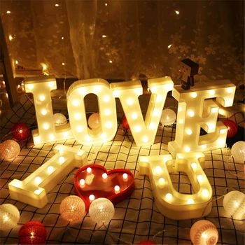 Doma Dekoracijo DIY Pismo Simbol Znaka Srce Plastika LED Luči Desk Dekor Črke Okras za Poroko Valentinovo Darilo
