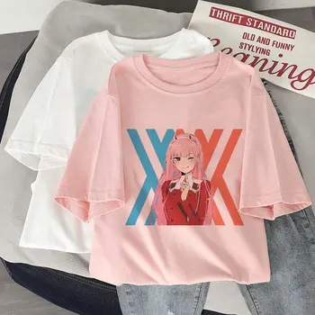 Draga V Franxx Anime Harajuku Nič DVA Lepa Dekleta T-shirt Tiskanje Ulzzang Ženske Vrhovi Poletje Chic Vintage Tees Ženski