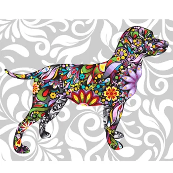 DRAWJOY Uokvirjena Slika Živali Pes DIY Barvanje Z Številkami Pisane Slike Doma Dekor Za dnevno Sobo Strani Edinstvena Darila GX21240