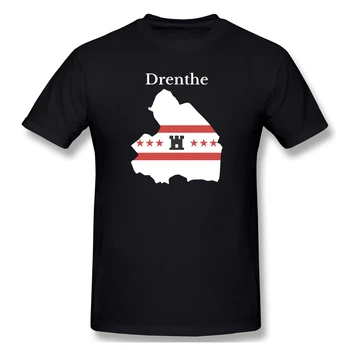 Drenthe Province Zemljevid Zastavo Nizozemske Moške Osnovnih T-Shirt Kratek Rokav Vintage R282 T-majice Eur Velikost