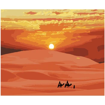 Dropshipping 60x75cm Barvanje Z Številkami DIY puščavi sunset Pokrajino Wall Art Sliko Akril Slikarstvo Za Poročno Dekoracijo