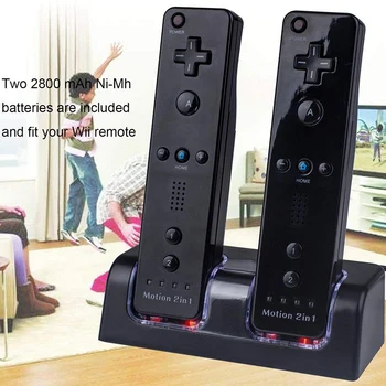 Dvojno Polnjenje Dock Postajo z Dvema Polnilna 2800MAH Baterije, Polnilec za Wii Remote Controller