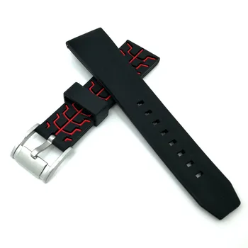 Dvojno Silikonsko Barvo Moški Šport Watchband 20 mm 22 mm 24 mm Potapljanje Nepremočljiva Zamenjava Pasu Trak Črno Modra Watch Dodatki