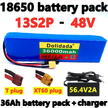 E-kolo baterija 48v 36Ah 18650 litij-ionske baterije 13S2P kolo conversion kit bafang 1000w in 54.6 V 2A Polnilec + XT60/T Plug