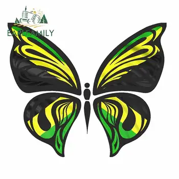 EARLFAMILY 13 cm x 11 cm bogato okrašen Krili Metulja Design z Jamajke Jamajški Zastavo Motiv Vinil Avto Nalepke