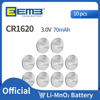 EEMB 10PCS CR1620 Gumb Baterija 3V 70mAh Litijevih Baterij, ki Niso predvidene za Polnjenje, gumbaste Baterije za Tablete Watch Kalkulator