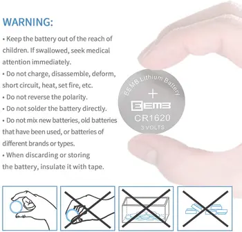 EEMB 10PCS CR1620 Gumb Baterija 3V 70mAh Litijevih Baterij, ki Niso predvidene za Polnjenje, gumbaste Baterije za Tablete Watch Kalkulator