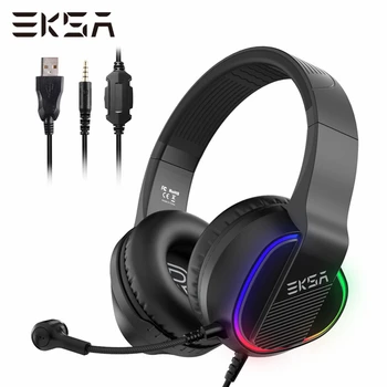 EKSA Gaming Slušalke z Mikrofonom E400 Žične Slušalke Igralec Stereo RGB LED Luči Slušalke Za PC/PS4/Xbox En/Prenosnik
