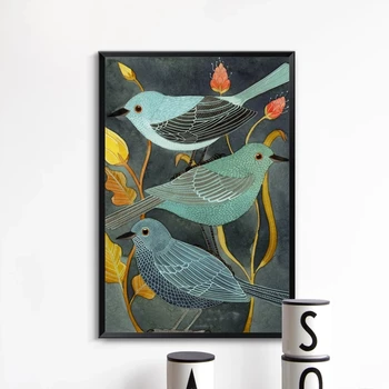 Elegantna Žival Nightingale Ptica Retro Platno Ustvarjalne Umetnosti Slikarstva Sodobno Dekoracijo Doma Steni Visi Slike(Brez Okvirja)