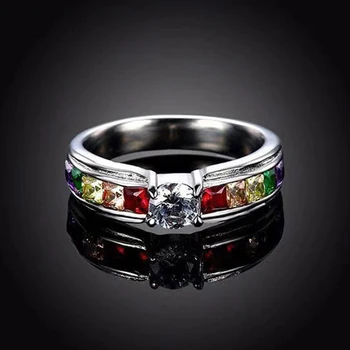 Elegantno Nosorogovo Crystal Ring Srebrne Barve Obroči za Ženske Ljubimec Poroko Posla Polno Cirkon Prst Prstani, Nakit, Darila