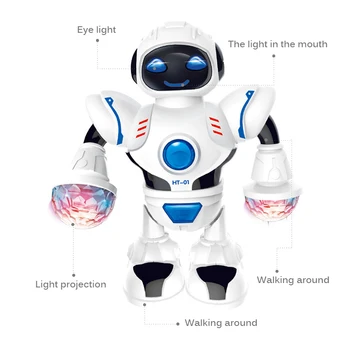 Električni Smart Prostor Bleščečih Glasbe Robot LED Luči Ples Prostora za Hojo Robota Igrača Izobraževalnih Glasbenih Ples Igrače Za Fante