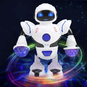 Električni Smart Prostor Bleščečih Glasbe Robot LED Luči Ples Prostora za Hojo Robota Igrača Izobraževalnih Glasbenih Ples Igrače Za Fante