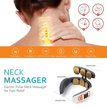 Električni Vratu Massager Impulz Ramenski Materničnega Vratu Massager Nadzor Daleč Infrardeče Ogrevanje Lajšanje Bolečin Orodje Za Zdravstveno Varstvo Sprostitev