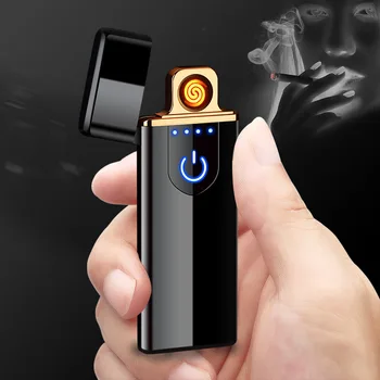 Električno Polnjenje Lažji Dotik Indukcijske Windproof Elektronski Ultra-tanek USB Cigaretni Vžigalniki po Meri Večino Pripomočkov za Moške