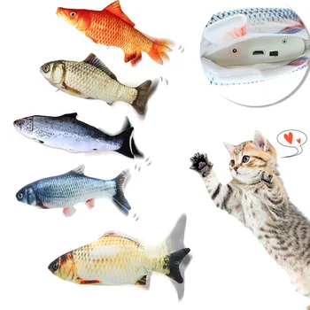 Elektronske 3D Flippity Ribe Mačka Igrače Nip USB Polnjenje Simulacije Igrača Za Interaktivno Igro Mačke Pet Catnip Mucek Dodatki