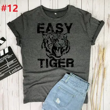 Enostavno Tiger Natisnjeni T-majice, Ženske Obleke Poletje Grafični T Shirt Unisex Vrh Femme Camisetas Mujer Verano