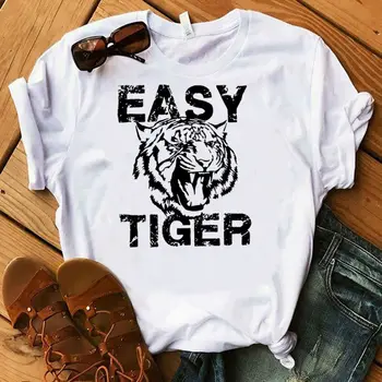 Enostavno Tiger Natisnjeni T-majice, Ženske Obleke Poletje Grafični T Shirt Unisex Vrh Femme Camisetas Mujer Verano