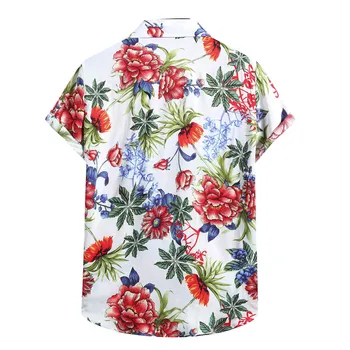 Enotni-zapenjanje Tiskane Majice Kratek rokav Bluze Vrhovi 2021 Nov Prihod Moških Srajc, Moških Hawaiian Vacation Priložnostne Camisetas