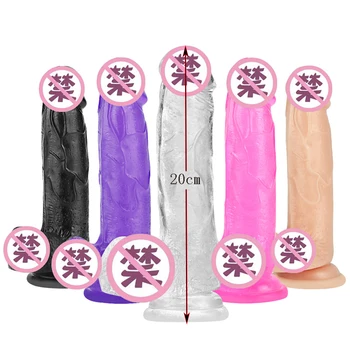 Erotično Mehkega Jelly Analni Vibrator Butt Plug Realističen Penis Močan Sesalni Dick Igrača za Odrasle G-spot Orgazem Seks Igrače za Ženske