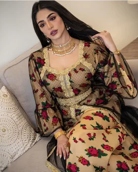 Etnične Vezene Abaya Obleka Ženske Eid Mubarak Bližnjem Vzhodu Dubaju, Turčije, Maroka tam kaftan Stranka Oblačilih, Indija, islamska oblačila