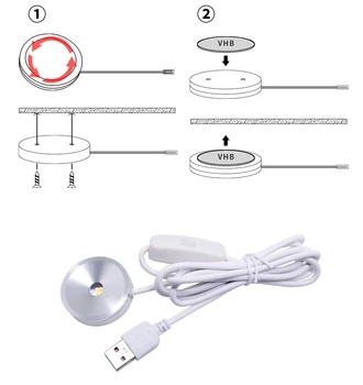 EtrnLED USB Led-Lučka Mini Pozornosti Krog Zatemniti 5V 0.5 W, s Stikalom Površine Vgrajena Omara Zaslon Stropne Svetilke Spot Doma