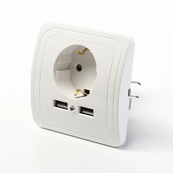 EU Vtič 2-Vrata USB Varnost Steno AC električno Vtičnico za Polnilnik Postaja Vtičnico, Jack za Gospodinjstvo