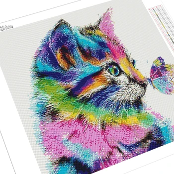 Evershine Celoten Kvadratni Krog Diamond Vezenje Mačka Okrasnih Slike Diamond Slikarstvo Živali Navzkrižno Šiv Obrti