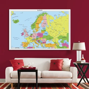 Evropa Politični Zemljevid 5 Velikosti Steni Plakat Podrobne Platno Stensko Slikarstvo Dekor Učilnici Doma Dekoracijo Šolske Potrebščine
