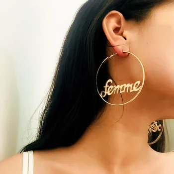 Evropski in Ameriški modni nakit z ustvarjalno pretirana geometrijske krog osebnost podjetja uhani za ženske