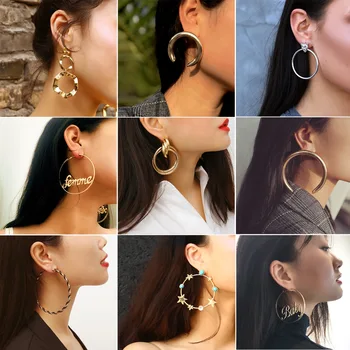 Evropski in Ameriški modni nakit z ustvarjalno pretirana geometrijske krog osebnost podjetja uhani za ženske