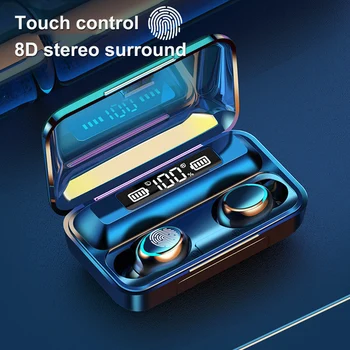 F9-5C TWS Bluetooth 5.0 Brezžične Slušalke Slušalke Dotik za Nadzor Stereo Slušalke Športne Slušalke LED Zaslon Gaming Slušalke