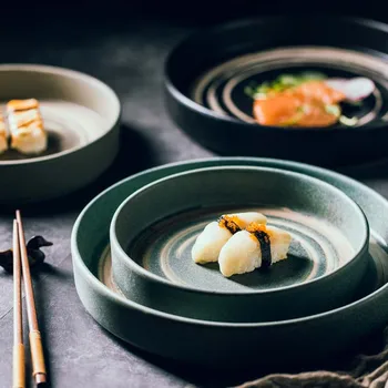 FANCITY Japonski večerja ploščo ustvarjalne keramično ploščo high-end Japonski slog namizna nastavite globoko ploščo ploščati veliko stanovanje plat