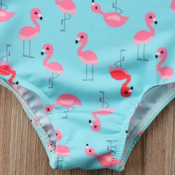 Fant Dekle Risanka Flamingo Bikini Ruffles Kopalke Tankini Kopalke, kopalke Obleka brez Rokavov Kopalke Plažo 3-7T