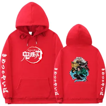 Fashion2021 Anime Demon Slayer Hoodie Moški Ženske Harajuku Kimetsu Ne Yaiba Pomlad Unisex Sweatshirts Ulične Puloverji