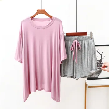 Fdfklak Poletje Pižamo Nastavite Ženske Sleepwear Ženski Priložnostne Kontrastne Barve Pižame Vrhovi S Kratke Hlače Domov Oblačila