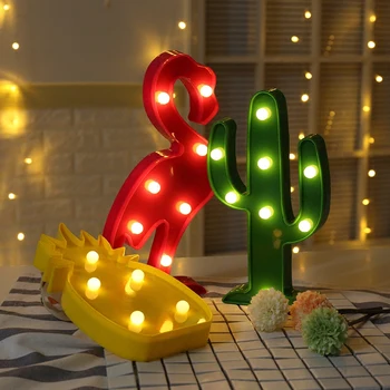Flamingo Kaktus 3D LED Lučka Dekle Srce Sobo, Spalnico Ozadju Paket namizne Svetilke Za Spalnico Božič dekorativne luči