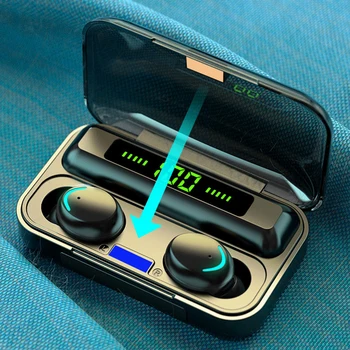 FLUXMO F9-4 Bluetooth V5.0 9D Brezžične Stereo Slušalke Šport Vodotesne Slušalke Mini Res Slušalke za mobilni telefon