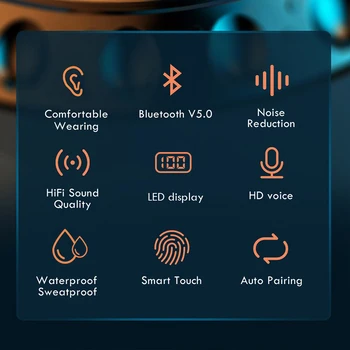 FLUXMO F9-4 Bluetooth V5.0 9D Brezžične Stereo Slušalke Šport Vodotesne Slušalke Mini Res Slušalke za mobilni telefon