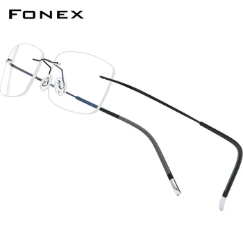 FONEX Rimless Titana Očala Moških 2021 Nov Recept Očala brez okvirjev Okvir Ženske Kratkovidnost Optičnih Očal, 9203