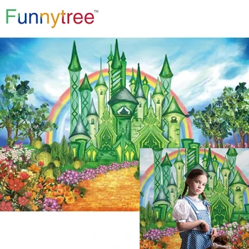 Funnytree Ozadje za Fotografiranje v Čudežni deželi Fotografije Ozadje za Fotografije Mavrica Grad Pravljica Princesa Photocall
