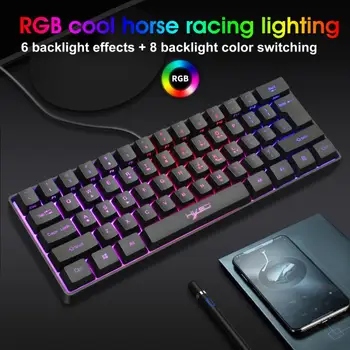 Gaming Mehanske Tipkovnice Igra RGB Mix Osvetlitvijo Modro Stikalo 61 Tipk, Teclado Mecanico Za Igre Laptop PC Teclado Igralec