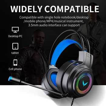Gaming Slušalke Igralec Slušalke Prostorski Zvok, Stereo Žične Slušalke, Mikrofon USB Pisane Luči PCLaptop Igra Slušalke