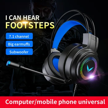 Gaming Slušalke Igralec Slušalke Prostorski Zvok, Stereo Žične Slušalke, Mikrofon USB Pisane Luči PCLaptop Igra Slušalke