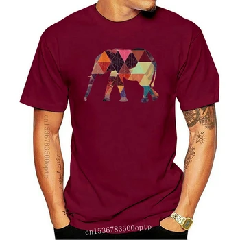Geometrijske Slon T Shirt Afriki Živali Smešno Hipster Trikotnik Tshirt Moški 72
